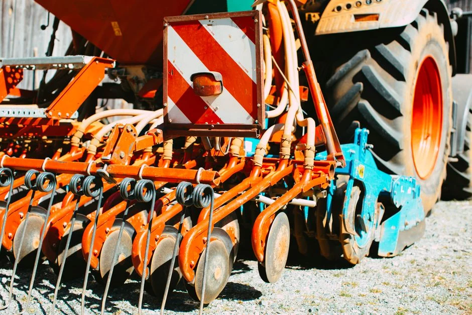 Detailed view of farming machinery showcasing tractor and cultivator parts