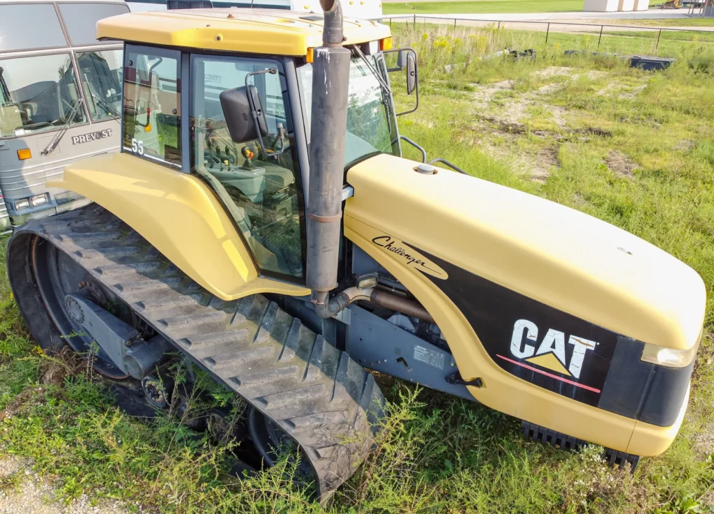 Yellow Caterpillar Challenger tractor on rubber tracks